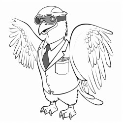 eagle wearing a suit of airplane pilot