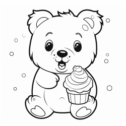 cute bear saying yummy