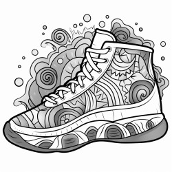 a basketball shoe with a tiedye pattern and a psychedelic vibe