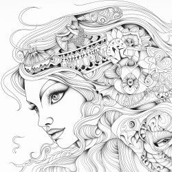 coloring sheet of adult connecting with their inner child