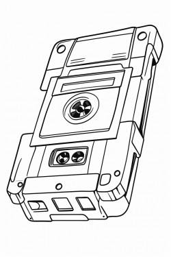 tape cassette with label  no more than 25 spaces to colour