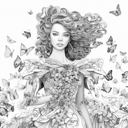 beautiful woman wearing dress made entirely out of flowers