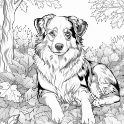 australian shepherd in fall setting