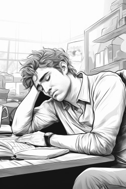 bored adult stuck in online meeting