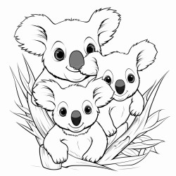 family cubs of koala