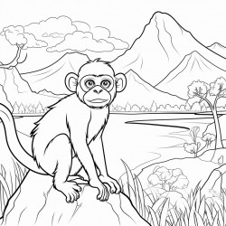monkey with landscape background