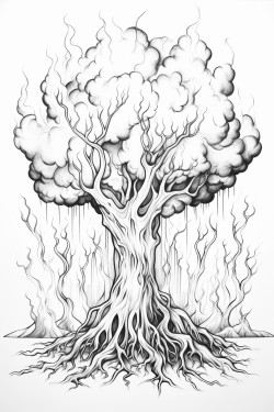 a tree consumed by fire