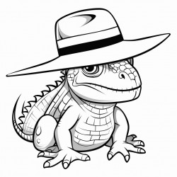 iguana with hat