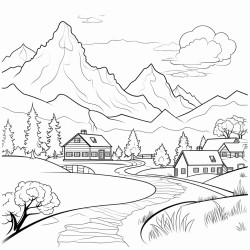 paysage de montagne avec des animaux