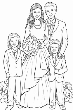 bride and groom with two golden retrievers and an english springer spaniel