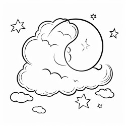 cresent moon and clouds