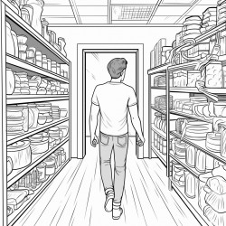 man hiding in store room