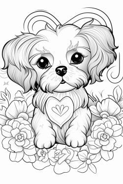 adorable puppy with hearts