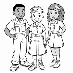 african american staff members 2 man and 2 women smiling wearing polo shirts and work boots