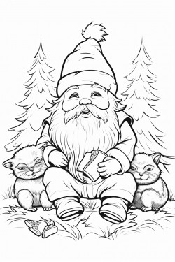 gnome playing with forest animals