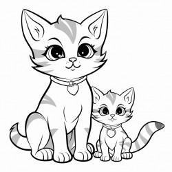 beautiful cute cat with kitten