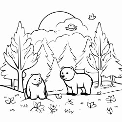 autum wood land bears