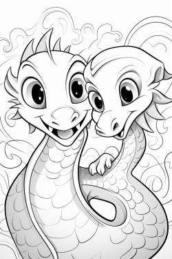 creepy cute snake and dragon together