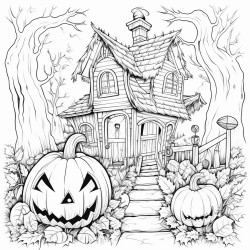 halloween pumpkin with a hunter house