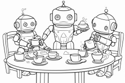 a tea party with robots