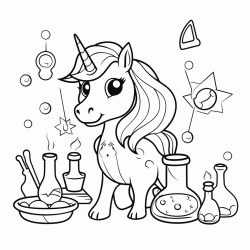 unicorn doing chemistry