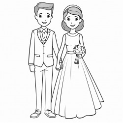 simplegeneric caucasian husband and wife on their wedding day wife has long sleeved wrap dress and husband had suit
