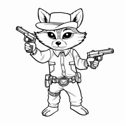 cowboy raccoon with side shooter and words live fast die last