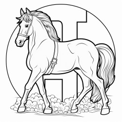 a giant letter h with a horse design