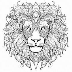 a lion with an intricate pattern inside of it coloring book photo no grayscale no color no shading thick lines