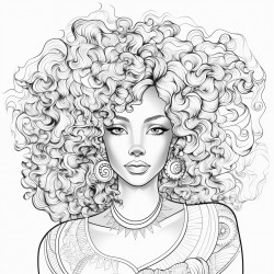 create african african woman with big curly hair 