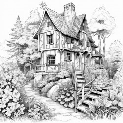 beautiful house landscape with lots of plants