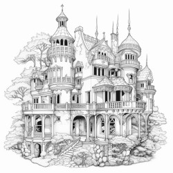 intricate house colouring pages