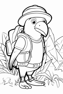 un mono un tucan y un perezoso en la selva encontrando un casco de astronauta