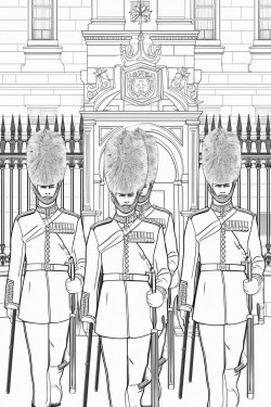 united kingdom kings guards in changing ceremony