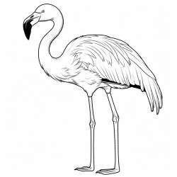 a flamingo standing with its head raised looking around