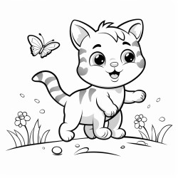 A playful cat chasing a butterfly