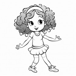 wild curly hair girl in dance class