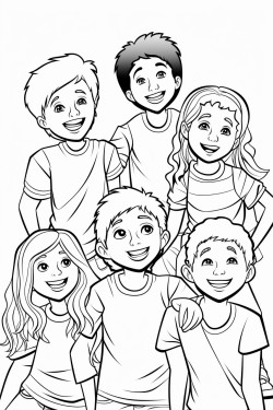 2 boys and 6 girls teens having fun