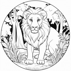 a lion in the forest