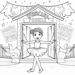 a dancer in a studio with a welcome back sign