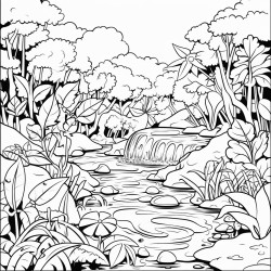 jungle rain forest frogs  fantasy sunny river