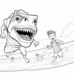 a boy yells shark at the beach and terrified people come running from the ocean