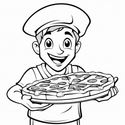 pizza man with pizza in an open pizza box