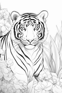 tigre dans lespace avec des plantes