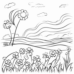 flower field swaying in the wind