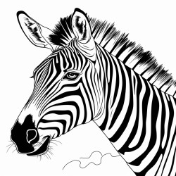 retro cartoon picture of a closeup face of a zebra