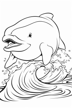 a cheerful whale splashing water out of its blowhole