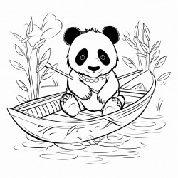 panda in a rowboat