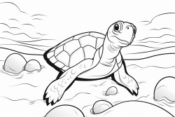 a baby sea turtle coming our an egg on a beach