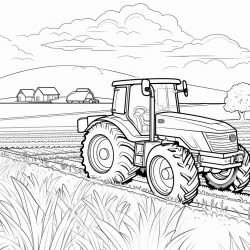 the tractor field and sky